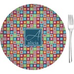 Retro Squares 8" Glass Appetizer / Dessert Plates - Single or Set (Personalized)