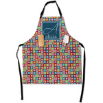 Retro Squares Apron With Pockets w/ Name and Initial