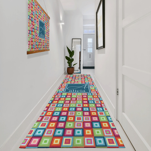 Retro Squares Area Rug Sizes - In Context (vertical)