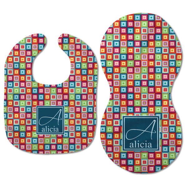 Retro Squares Baby Bib & Burp Set - Approval (new bib & burp)