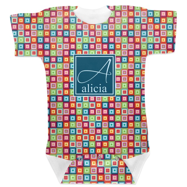 Custom Retro Squares Baby Bodysuit (Personalized)