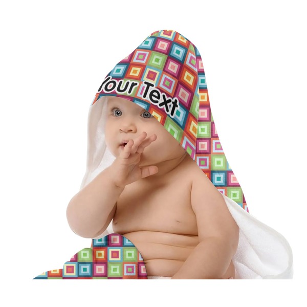 Retro Squares Baby Hooded Towel on Child