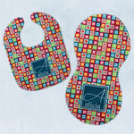 Retro Squares Baby Bib & Burp Set w/ Name and Initial