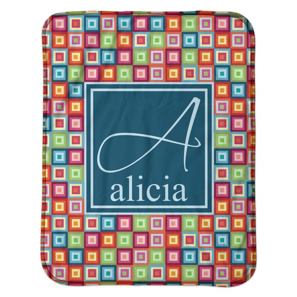 Retro Squares Baby Sherpa Blanket - Flat