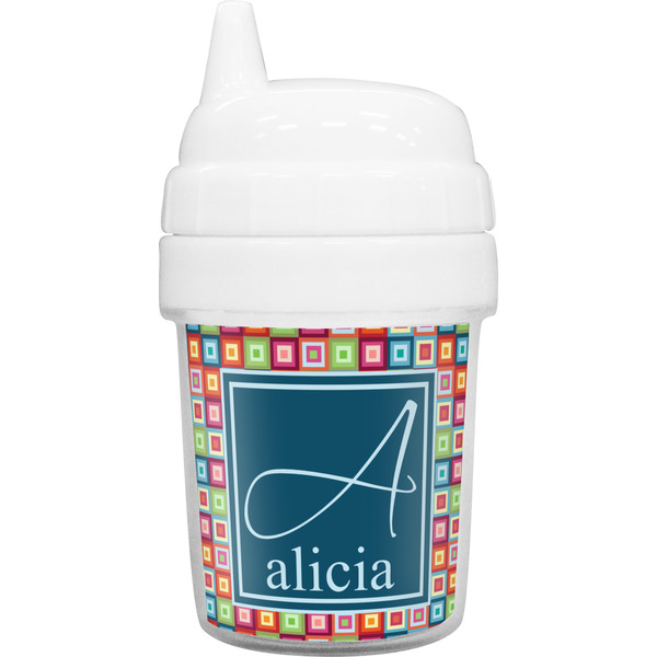 Custom Retro Squares Baby Sippy Cup (Personalized)