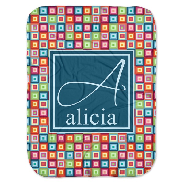 Custom Retro Squares Baby Swaddling Blanket (Personalized)