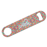 Retro Squares Bar Bottle Opener w/ Name and Initial