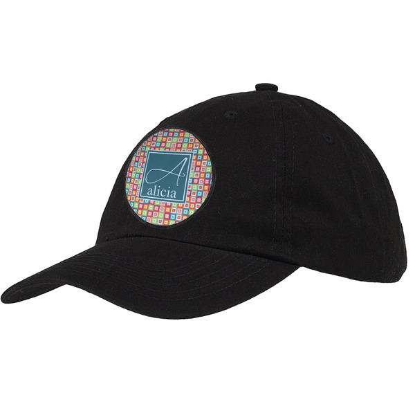 Custom Retro Squares Baseball Cap - Black (Personalized)