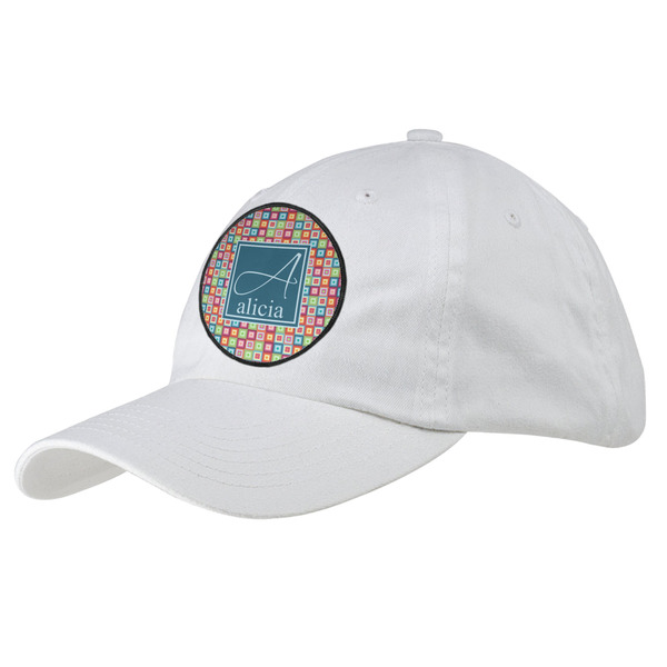 Custom Retro Squares Baseball Cap - White (Personalized)