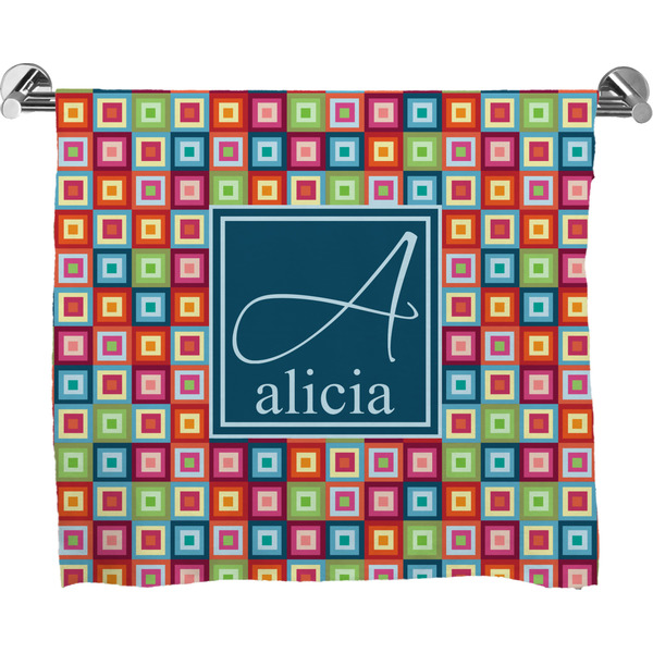 Custom Retro Squares Bath Towel (Personalized)