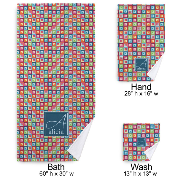 Retro Squares Bath Towel Sets - 3-piece - Approval