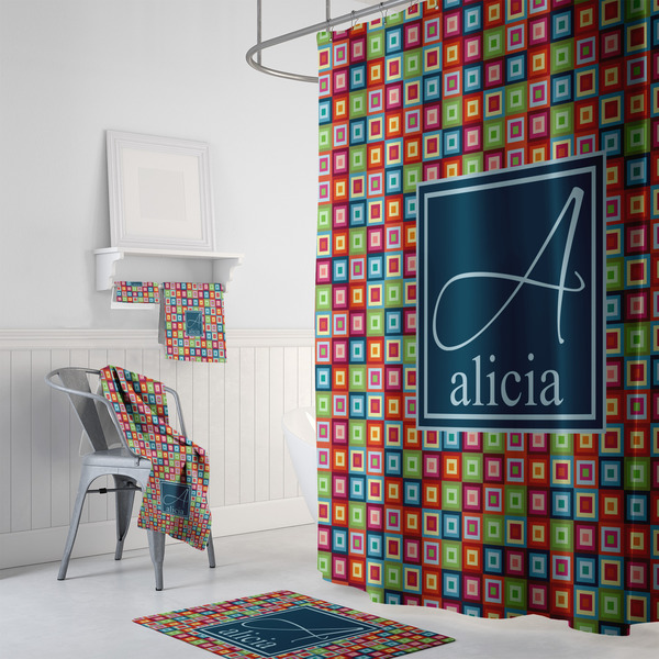 Retro Squares Bath Towel Sets - 3-piece - In Context