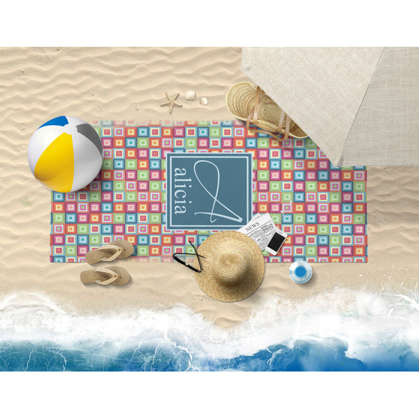 Retro Squares Beach Towel Lifestyle