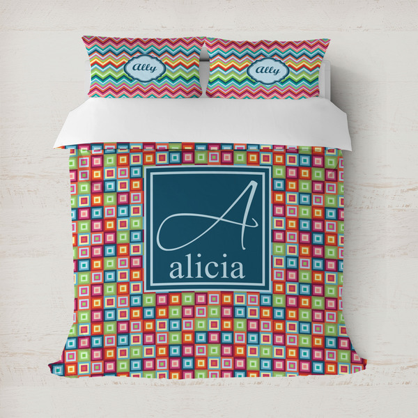 Custom Retro Squares Duvet Cover (Personalized)