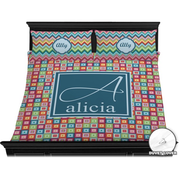 Retro Squares Bedding Set (King) - Duvet