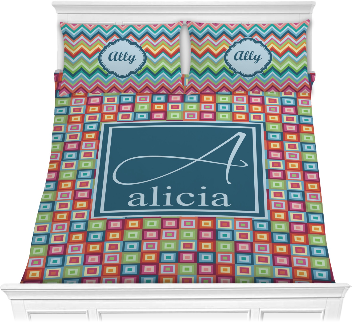 【済】。MCZ❤オーダーページ。ボアケット❤ Custom Retro Squares Comforters (Personalized) | YouCustomizeIt