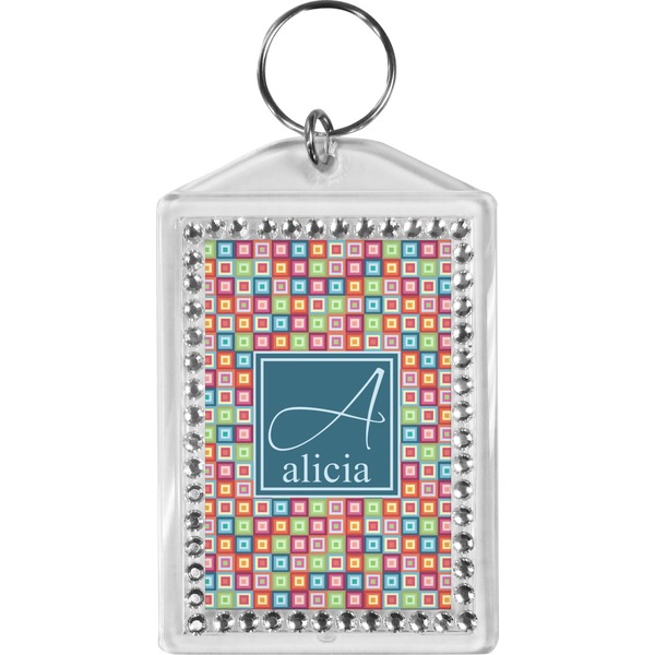Custom Retro Squares Bling Keychain (Personalized)