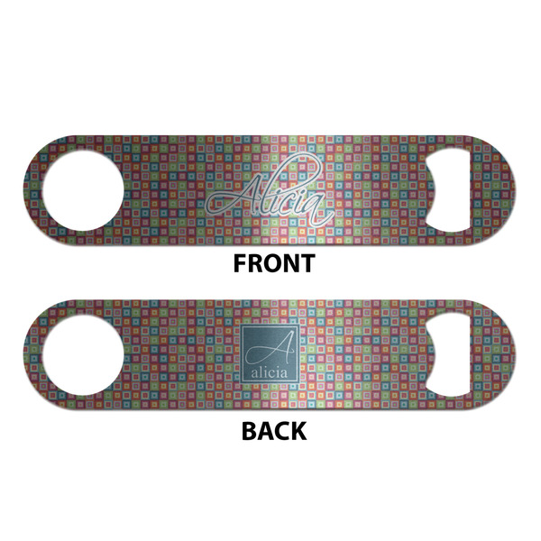 Retro Squares Bottle Opener - Front & Back