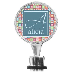 Retro Squares Wine Bottle Stopper (Personalized)