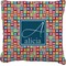 Retro Squares Faux-Linen Throw Pillow 18" (Personalized)