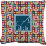 Retro Squares Faux-Linen Throw Pillow 20" (Personalized)