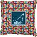 Retro Squares Faux-Linen Throw Pillow 26" (Personalized)
