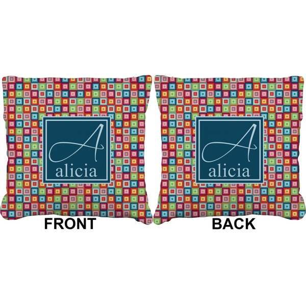 Retro Squares Burlap Pillow Approval