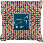 Retro Squares Faux-Linen Throw Pillow (Personalized)