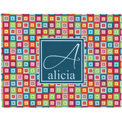Retro Squares Woven Fabric Placemat - Twill w/ Name and Initial