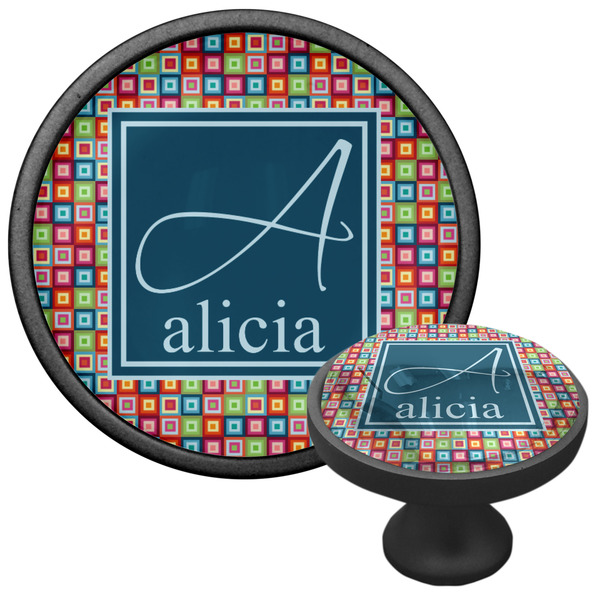 Retro Squares Cabinet Knob - Black - Multi Angle