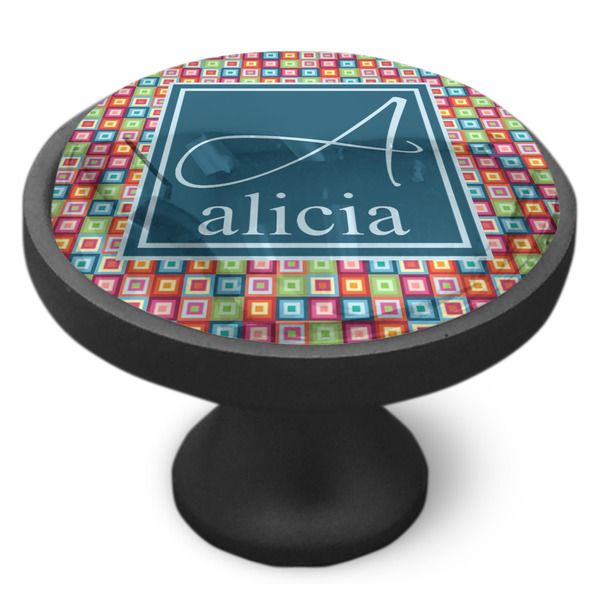 Retro Squares Cabinet Knob - Black - Side