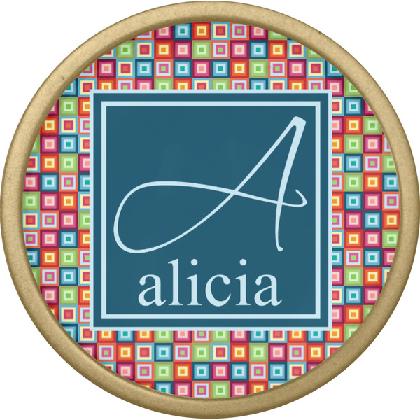 Retro Squares Cabinet Knob - Gold - Front