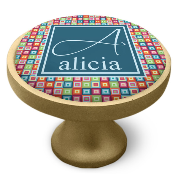 Retro Squares Cabinet Knob - Gold - Side