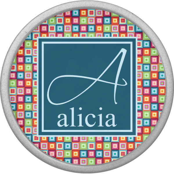 Retro Squares Cabinet Knob - Nickel - Front