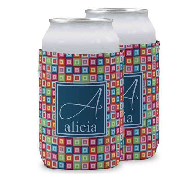 Custom Retro Squares Can Cooler (12 oz) w/ Name and Initial
