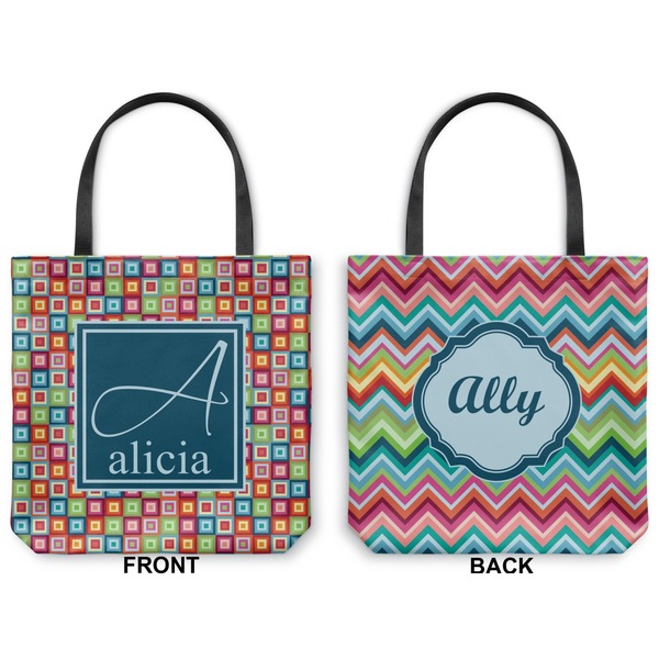 Retro Squares Canvas Tote - Front and Back
