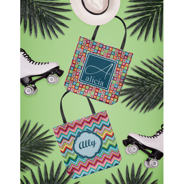 Retro Squares Canvas Tote Lifestyle Front and Back