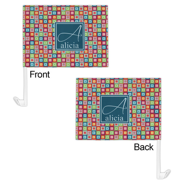 Retro Squares Car Flag - 11" x 8" - Front & Back View