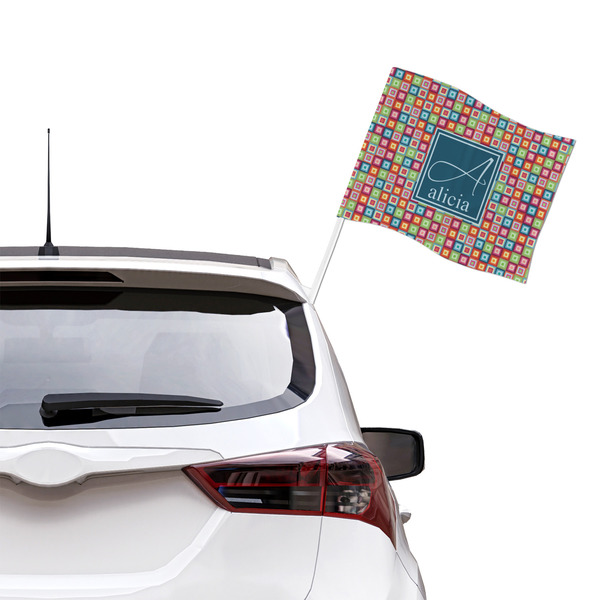 Retro Squares Car Flag - Large - LIFESTYLE