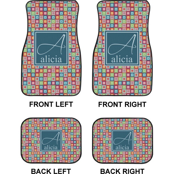 Retro Squares Car Floor Mats Set (2F + 2B)