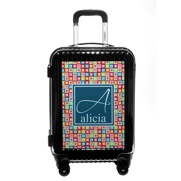 Custom Retro Squares Carry On Hard Shell Suitcase (Personalized)