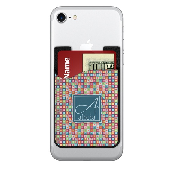 Custom Retro Squares 2-in-1 Cell Phone Credit Card Holder & Screen Cleaner (Personalized)