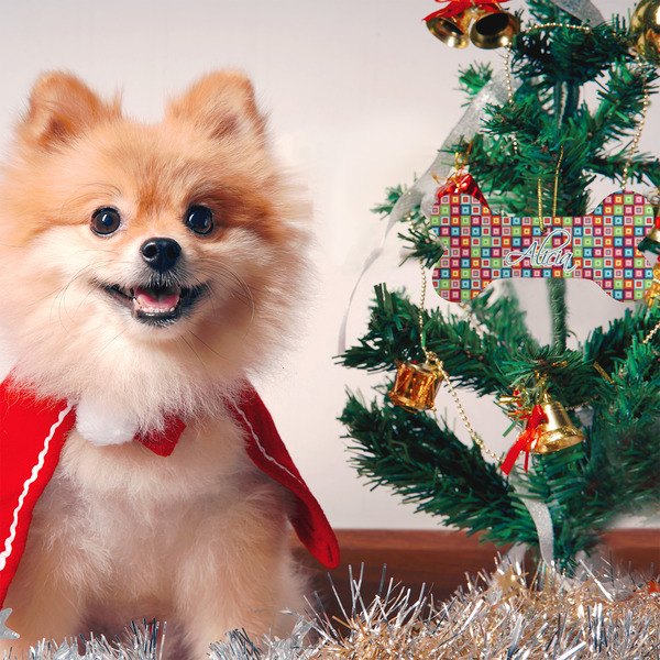 Retro Squares Ceramic Flat Ornament - Bone (LIFESTYLE)