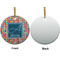 Retro Squares Ceramic Flat Ornament - Circle Front & Back (APPROVAL)