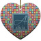 Retro Squares Ceramic Flat Ornament - Heart (Front)