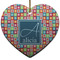 Retro Squares Heart Ceramic Ornament w/ Name and Initial