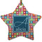 Retro Squares Star Ceramic Ornament w/ Name and Initial