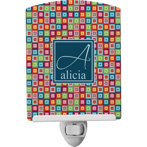Custom Retro Squares Ceramic Night Light (Personalized)