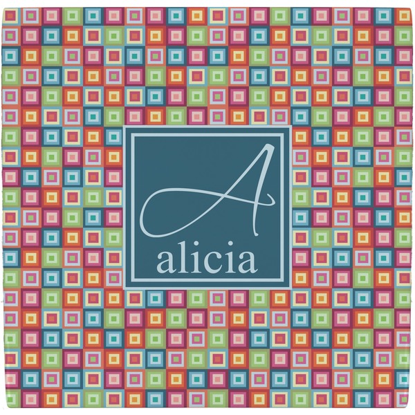 Custom Retro Squares Ceramic Tile Hot Pad (Personalized)