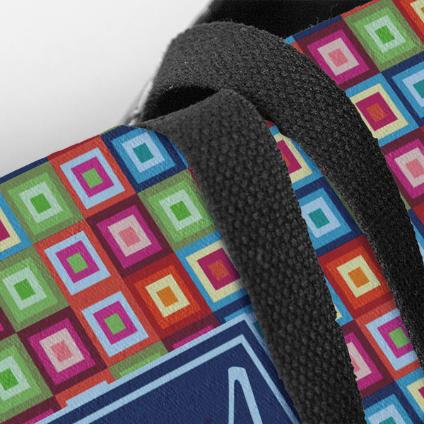 Retro Squares Closeup of Tote w/Black Handles